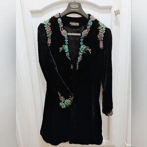 The Dori Collection Beverly Hills Stunning Black Velvet Embellished  Jacket